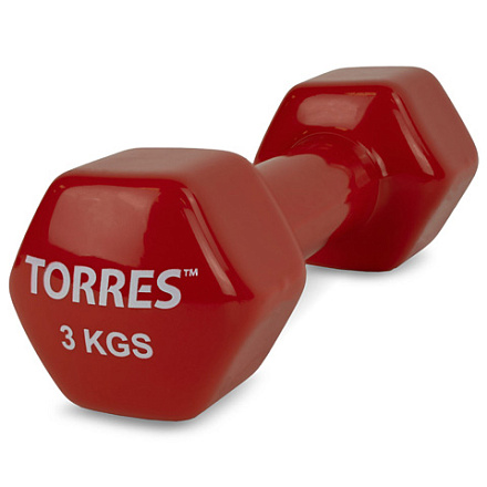 Гантель виниловая TORRES PL522205 3 кг, красный в Иркутске - купить в интернет магазине Икс Мастер