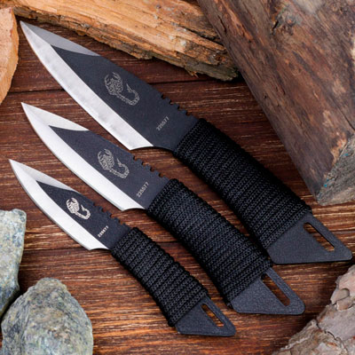 Набор метательных ножей Скорпион, в оплётке, 3 шт., чёрный в Иркутске - купить в интернет магазине Икс Мастер