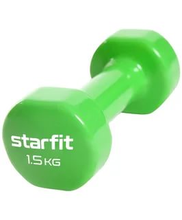 Гантель виниловая STARFIT DB-101 1,5 кг, зеленый в Иркутске - купить в интернет магазине Икс Мастер