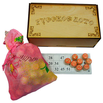 Лото в деревянной коробке с выжиганием, деревянные бочонки