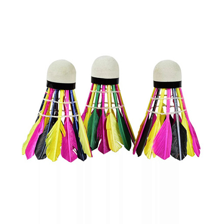Воланы для бадминтона CLIFF 515 (420) перьевые цветные (12шт) в Иркутске - купить в интернет магазине Икс Мастер