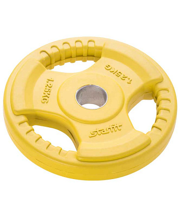 Диск обрезиненный STARFIT BB-201 1.25 кг, d=26mm, стальная втулка, желтый в Иркутске - купить в интернет магазине Икс Мастер