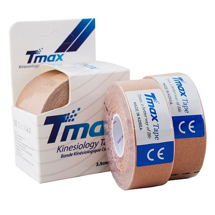 Тейп кинезиологический Tmax Extra Sticky Biege 2.5см х 5м (2шт) в Иркутске - купить в интернет магазине Икс Мастер