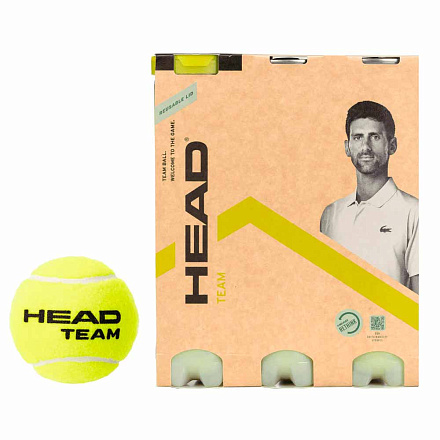 Мяч теннисный HEAD Team 3*3B крафт уп. с 3 банками ITF, желтый в Иркутске - купить в интернет магазине Икс Мастер