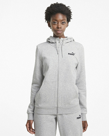 Толстовка Puma Essentials Small Logo Full-Zip Hoodie Track W Grey в Иркутске - купить в интернет магазине Икс Мастер