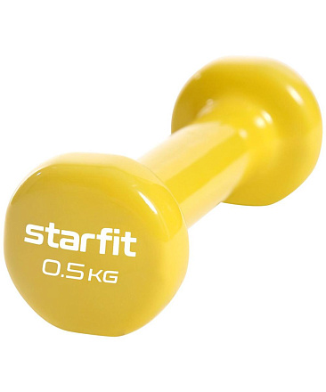 Гантель виниловая STARFIT DB-101 0,5 кг, желтый в Иркутске - купить в интернет магазине Икс Мастер