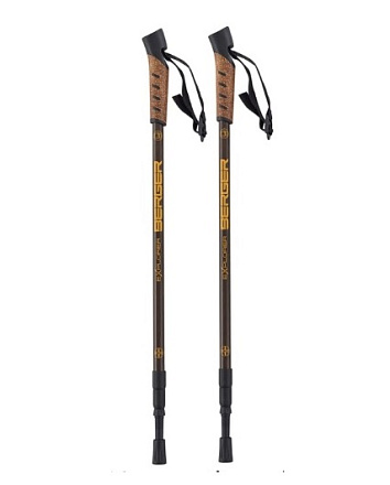 Палки для скандинавской ходьбы BERGER Explorer, 67-135 см, 3-секционные, коричневый в Иркутске - купить в интернет магазине Икс Мастер