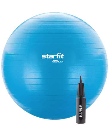 Фитбол STARFIT GB-109 65 см, 1000 гр, с насосом, голубой (антивзрыв) в Иркутске - купить в интернет магазине Икс Мастер