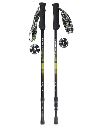 Палки треккинговые TechTeam Everest Green, 105-135 см, 3-секционные в Иркутске - купить в интернет магазине Икс Мастер