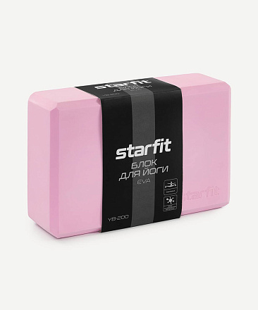Блок для йоги STARFIT YB-200 EVA, 22,5х8х15 см, розовый пастель в Иркутске - купить в интернет магазине Икс Мастер