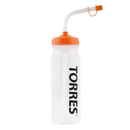 Бутылка для воды TORRES,750 мл, с трубкой, мягкий пластик,  прозр., оранж. крышкой в Иркутске - купить в интернет магазине Икс Мастер