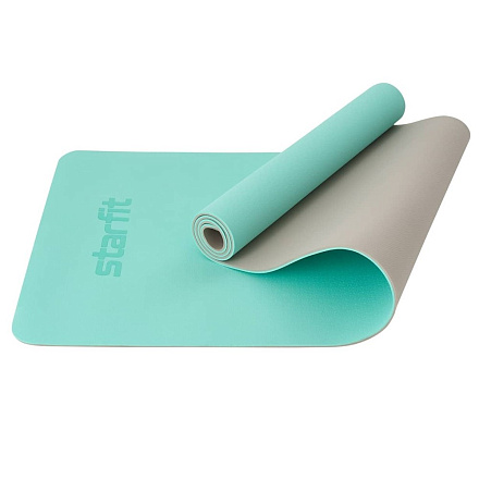 Коврик для йоги STARFIT FM-201 TPE 183x61x0,6 см, мятный/серый в Иркутске - купить в интернет магазине Икс Мастер