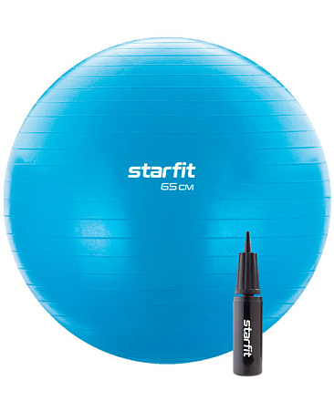 Фитбол STARFIT GB-109 65 см, 1000 гр, с насосом, голубой (антивзрыв) в Иркутске - купить в интернет магазине Икс Мастер