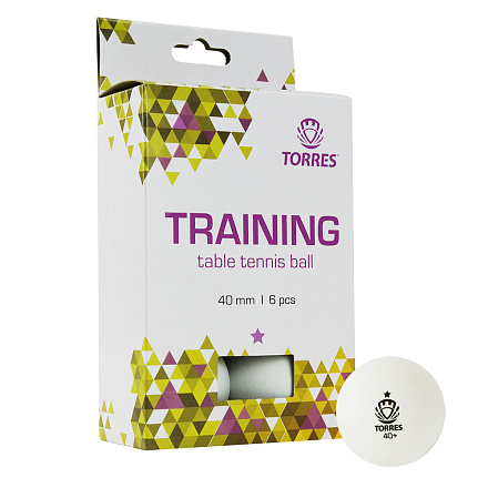 Мяч для наст. тенниса TORRES Training 1*, диам. 40+ мм, упак. 6 шт, белый - купить в интернет магазине Икс Мастер 