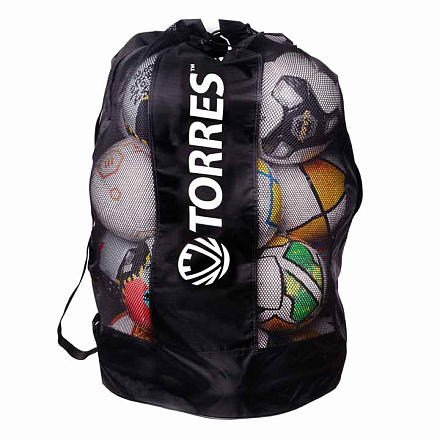 Сумка-баул для мячей TORRES SS112370, на 20 футб.мяч, на шнурке с фиксатором, черная - купить в интернет магазине Икс Мастер 
