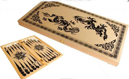 Нарды большие (дер доска + пласт. фишки 30 шт + 2куб)