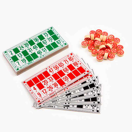 Игра Русское лото Цветное (бочонок дерево) 48 карточек, 90 бочонков