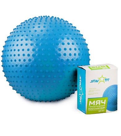 Мяч гимнастический STARFIT GB-301 65 см, массажный синий (антивзрыв) в Иркутске - купить в интернет магазине Икс Мастер
