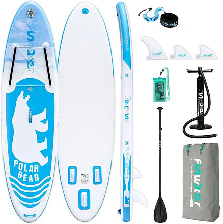 Сапборд FUNWATER POLAR BEAR 320*83*15 см (весло, рюкзак, насос, ремкомплект, лиш) двухслойный в Иркутске - купить в интернет магазине Икс Мастер