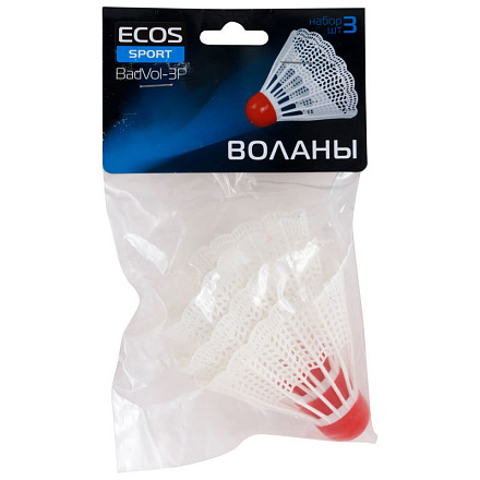 Воланы для бадминтона ECOS BadVol-3P уп 3шт в Иркутске - купить в интернет магазине Икс Мастер