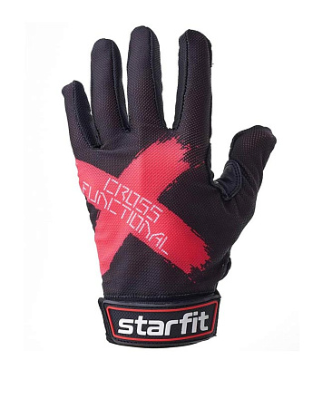 Перчатки для фитнеса STARFIT WG-104 с пальцами, черный/красный в Иркутске - купить в интернет магазине Икс Мастер
