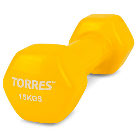 Гантель виниловая TORRES PL522203 1,5 кг, желтый в Иркутске - купить в интернет магазине Икс Мастер