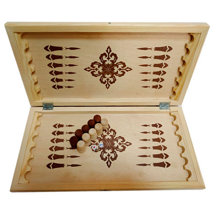 Нарды деревянные 500*250*34мм, D23мм, 2 кубика, фишки дерево