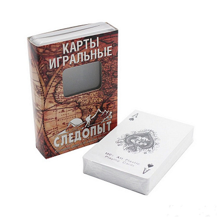 Карты игральные пластиковые СЛЕДОПЫТ, влагостойкие, 54шт в Иркутске - купить в интернет магазине Икс Мастер