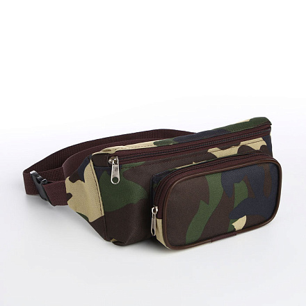 Поясная сумка на молнии, наружный карман, цвет хаки/камуфляж в Иркутске - купить в интернет магазине Икс Мастер