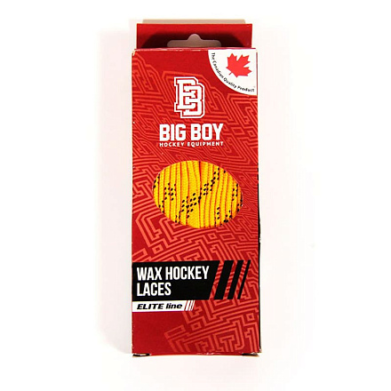 Шнурки для коньков BIG BOY Elite Line с пропиткой желтый 274см в Иркутске - купить в интернет магазине Икс Мастер