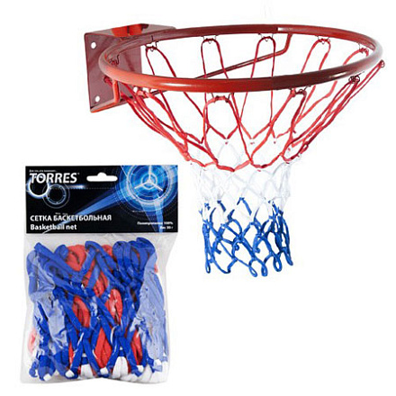 Сетка баскетбольная Torres SS11050 4мм, полипропилен, бело-сине-красная - купить в интернет магазине Икс Мастер 