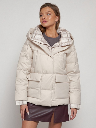 Куртка зимняя VISDEER 133105 женская с капюшоном, бежевый в Иркутске - купить в интернет магазине Икс Мастер