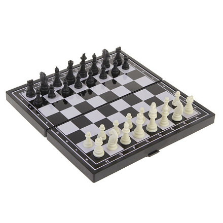 Шахматы магнитные, чёрно-белые, 24.5х24.5 см  в Иркутске - купить в интернет магазине Икс Мастер