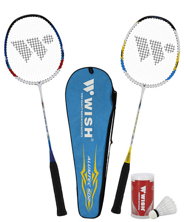 Набор для бадминтона WISH Alumtec 502 (2 ракетки 2 вол) син/желт в Иркутске - купить в интернет магазине Икс Мастер