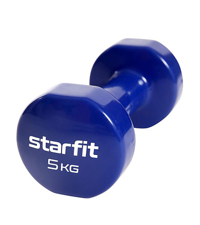 Гантель виниловая STARFIT DB-101 5 кг, темно-синий в Иркутске - купить в интернет магазине Икс Мастер