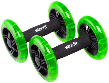 Ролик для пресса STARFIT RL-107, раздельный, черный/ярко-зеленый в Иркутске - купить в интернет магазине Икс Мастер