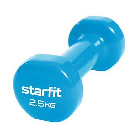 Гантель виниловая STARFIT DB-101 2.5 кг, синий в Иркутске - купить в интернет магазине Икс Мастер