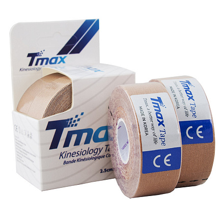 Тейп кинезиологический Tmax Extra Sticky Biege 2.5см х 5м (2шт) в Иркутске - купить в интернет магазине Икс Мастер