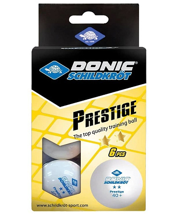 Мяч для наст. тенниса Donic-Schildkroet Prestige 2* уп. 6 шт. белый - купить в интернет магазине Икс Мастер 