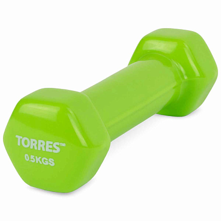 Гантель виниловая TORRES PL522201 0.5 кг, салатовый в Иркутске - купить в интернет магазине Икс Мастер