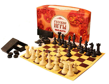 Русские игры (шахматы, шашки, доска из микрогофры)