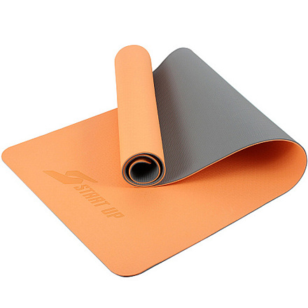 Коврик для фитнеса и йоги Start Up TPE ZH-01 р183х61х0,6см Peach/Gray в Иркутске - купить в интернет магазине Икс Мастер