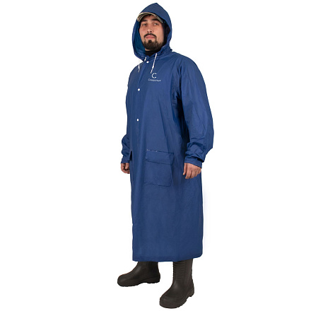 Плащ-дождевик СЛЕДОПЫТ плотный PVC с капюшоном, синий в Иркутске - купить в интернет магазине Икс Мастер