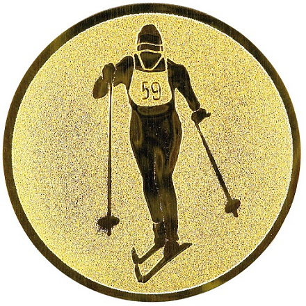 Эмблема Лыжник 25мм металл (золото) в Иркутске - купить в интернет магазине Икс Мастер