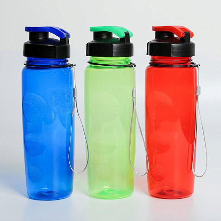 Бутылка для воды 650 мл, пластик, ремешок, микс в Иркутске - купить в интернет магазине Икс Мастер
