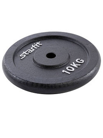 Диск чугунный STARFIT BB-204 10 кг, d=26 мм, черный в Иркутске - купить в интернет магазине Икс Мастер