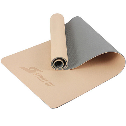Коврик для фитнеса и йоги Start Up TPE ZH-01 р183х61х0,6см Beige/Gray  в Иркутске - купить в интернет магазине Икс Мастер