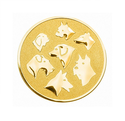 Эмблема Собаки 25мм металл (золото) в Иркутске - купить в интернет магазине Икс Мастер