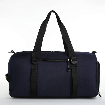 Сумка спортивная 2 наружных кармана, отдел для обуви, синий в Иркутске - купить в интернет магазине Икс Мастер