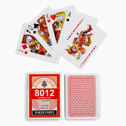 Карты игральные пластик 8012, 54 карт, 28мкм красные